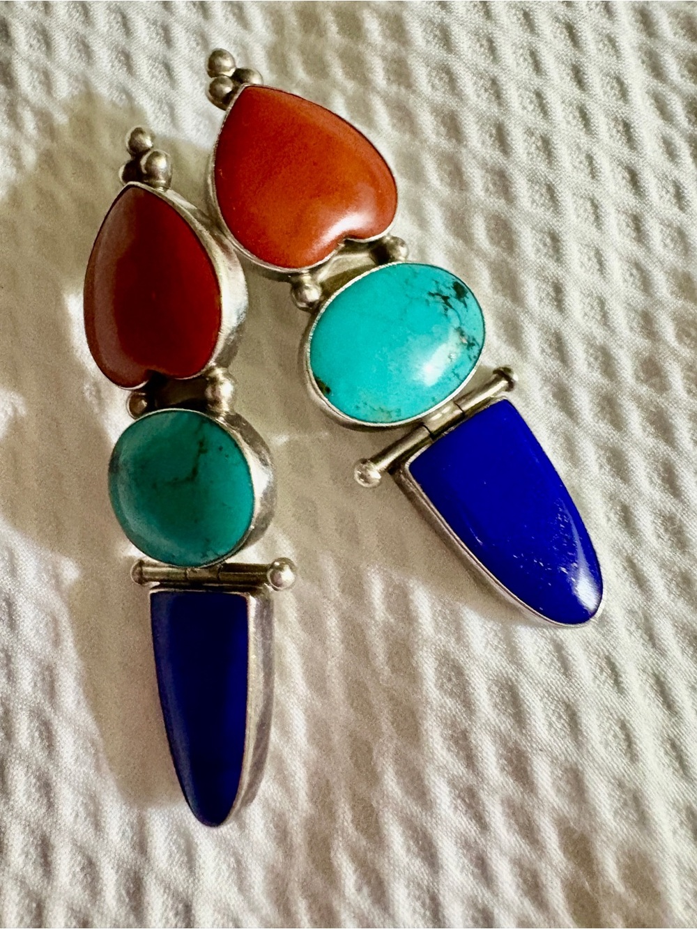 Turquoise & Lapis Multistone Drop Earrings set in solid sterling silver  Jewelry